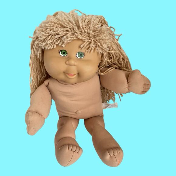 Vtg Cabbage Patch Kids Doll Blonde Hair Green Eyes Girl Dimples Play Along CPK - Picture 3 of 16